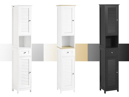 Haotian Narrow Bathroom Storage Cabinet, 67" Tall Skinny Bathroom Shelf with Drawers, Freestanding Corner Cabinet with Adjustable Shelves for Laundry Room, White, FRG236-W