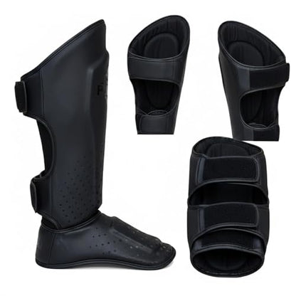 Martial Arts Shin Guards, Leg Protection for MMA, Kickboxing Training Instep Protection, Muay Thai Martial Arts Sparring Training Gear - color: Black, size: Medium