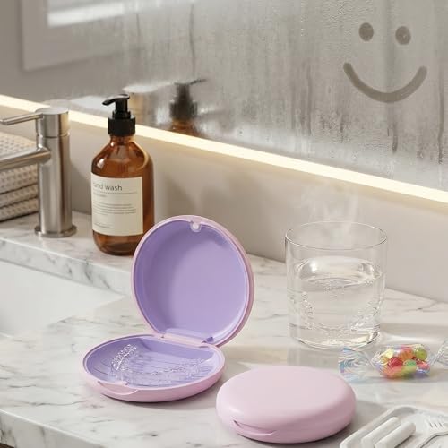 2 Pack Retainer Case, Slim Aligner Case for Invisalign with Tool Kit - color: 2 Pack - Sakura Lilac