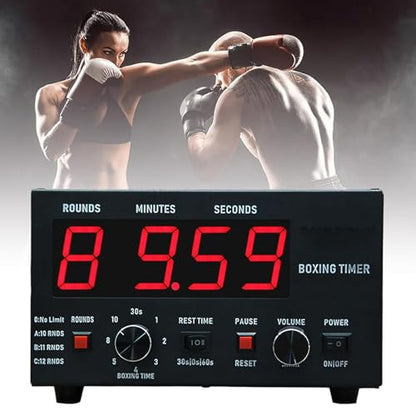 Professional Gym Interval Timer, Boxing Interval Clock with Large Clear LED Display and Buzzer, Volume Adjustable, Rest Time and Training Time Adjustable Flexibly, for Gym, Boxing Gym - color: Red