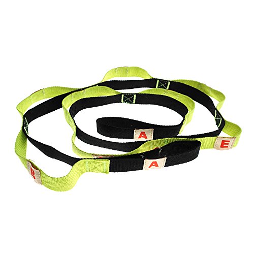 10-Loop Yoga Stretch Strap Restore Multi-Grip Training Belt Waist Leg Fitness Pilates Stretching Belt Exercise Bands for Flexibility and Physical Therapy Ballet Stretches (5-Feet x 1-Inch)