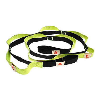 10-Loop Yoga Stretch Strap Restore Multi-Grip Training Belt Waist Leg Fitness Pilates Stretching Belt Exercise Bands for Flexibility and Physical Therapy Ballet Stretches (5-Feet x 1-Inch)