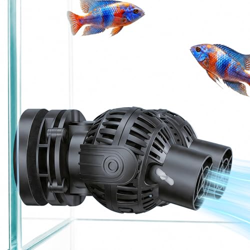 Magnetic Wave Maker for Aquarium: 1s Snap on 15mm Glass & Dry-Hand Relocation - Dual 180°Adjustable Heads Eliminate Dead Spots Improve Water Quality for 55-125 Gallon Fish Tank