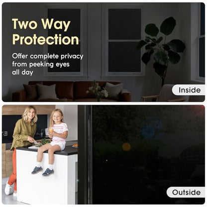 rabbitgoo Total Blackout Window Film, Sun Blocking Room Darkening Window Cling, Static Cling Heat Blocking Shade Removable Tint for Day Sleepers, Matte Black, 17.5" X 78.7" - color: Matte Black, size: 17.5" X 78.7"