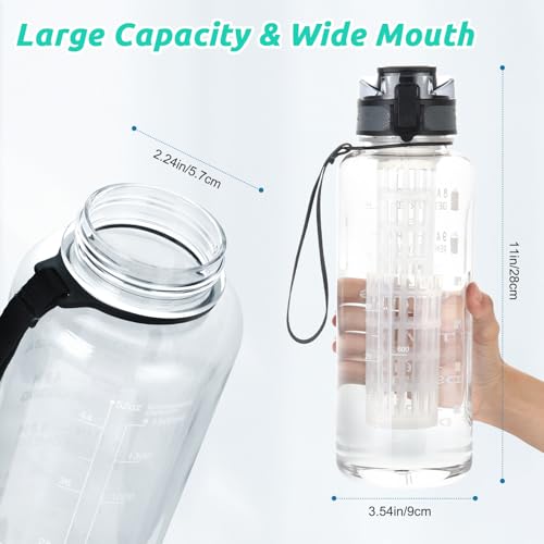 UTEBIT 52oz Fruit Infuser Water Bottle, with Time Marker & Straw & Chug Lid - style: 52OZ