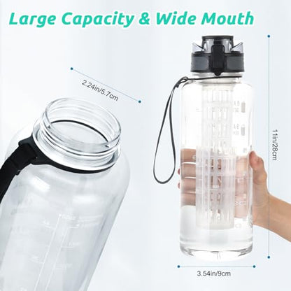 UTEBIT 52oz Fruit Infuser Water Bottle, with Time Marker & Straw & Chug Lid - style: 52OZ