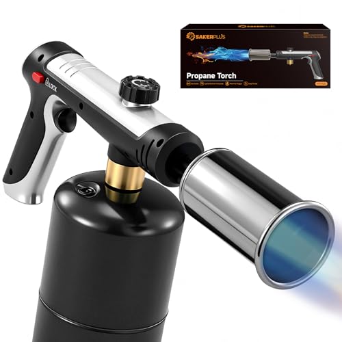Sakerplus Propane Torch,3272°F Flame Thrower Gun with Adjustable Flame&Safety Lock,Powerful Grill&Cooking Blow Torch for Searing Steak,Sous Vide,BBQ,DIY,Campfire Charcoal Starter(Tank Not Included)