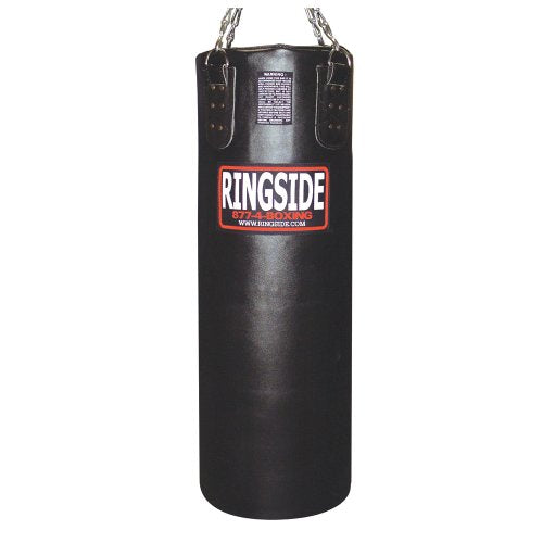 Ringside Leather Heavy Bag, Punching Bag for Boxing Training and Workout, 65 lbs, Includes Heavy Bag Chain and Swivel - color: Black