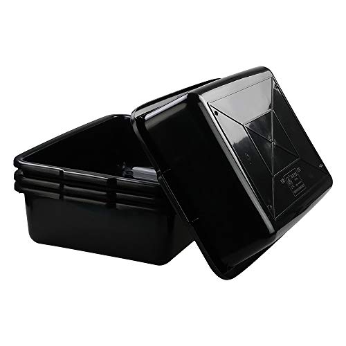 4-Pack Large Plastic Bus Box, 23 L Plastic Commercial Tote Box Bus Tubs, Black