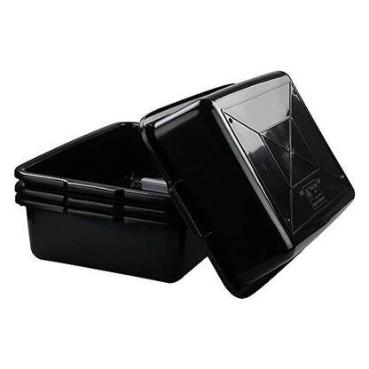 4-Pack Large Plastic Bus Box, 23 L Plastic Commercial Tote Box Bus Tubs, Black