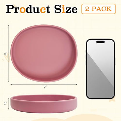 Silicone Cat Bowl 2 Pcs Non-Slip Cat Dish for Dry Food and Wet Food Shallow Relief Whisker Fatigue Pet Bowls Plates Set for Kittens, Small Cats and Dogs (Red) - color: 2 Pcs - (Red)