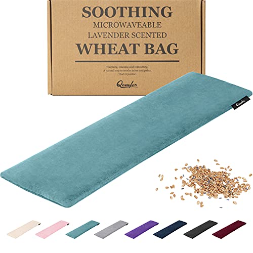 Qomfor - Microwavable Heating Pad - Blue Green - Lavender Scented Heat Pack - Therapeutic Heat Wrap for Neck, Shoulders & Period Cramps Pain Relief - Reusable Hot/Cold Therapy Bag - color: Green/Blue