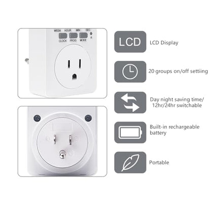 Digital Plug-in Timer Outlet Socket 20 on/Off Programmable Timer Switch