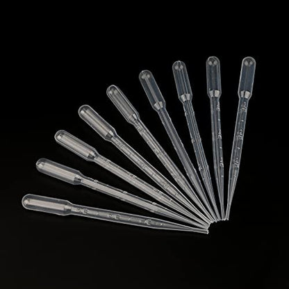 G2PLUS 100PCS 3ml Disposable Plastic Pipettes, Essential Oils Graduated Transfer Pipettes for Science Laboratory, Experiment, Essential Oils, Make up Tool - size: 3ml-100pcs