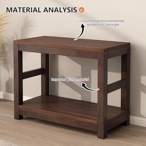 Double Layered Solid Wood Fish Tank Stand, Thickened Countertop 1.5cm, High Load-Bearing Capacity, Suitable for Placing Fish Tanks and Crawler Racks(50x30cm/19.7x11.8in)