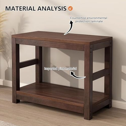 Double Layered Solid Wood Fish Tank Stand, Thickened Countertop 1.5cm, High Load-Bearing Capacity, Suitable for Placing Fish Tanks and Crawler Racks(50x30cm/19.7x11.8in)