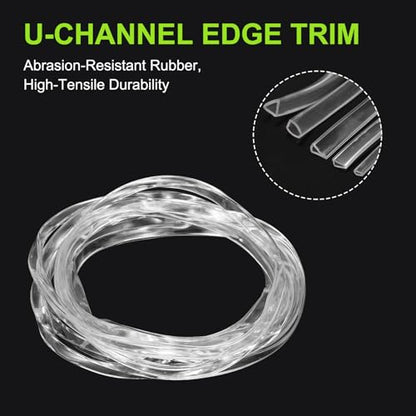 PATIKIL Rubber Seal Strip, 10Ft Flexible U Channel Edge Trim Protector Soundproof Door Seal Strips Fit 3-4m Thick Edge, 9/32"(7mm) Width, 5/16"(8mm) Height, Transparent - size: 9/32"(7mm ) x 5/16"(8mm )