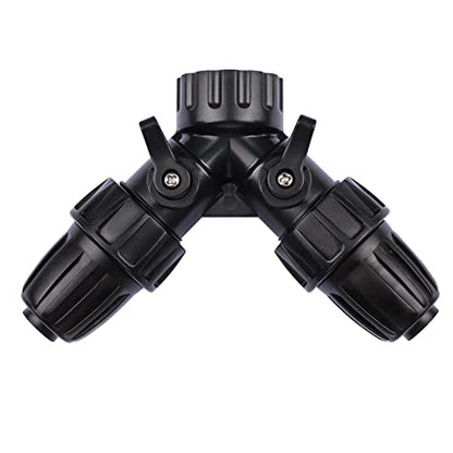 1/2 Inch Drip Irrigation Hose to Faucet Adapter for Drip Irrigation Tubing (.520" ID,.600" – .650" OD), 2 Way Y Water Splitter Connector for 3/4" Inch Garden Hose Spigot Faucet Bib - size: 1/2" Y Hose Splitter
