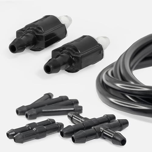 Click&Fit Universal Windshield washer Check Valves Extended repair kit, 6.5 feet Hose, 6-connectors compatible with Toyota, Ford, Chevy, Nissan, wide vehicle models – Wiper fluid rubber tubing
