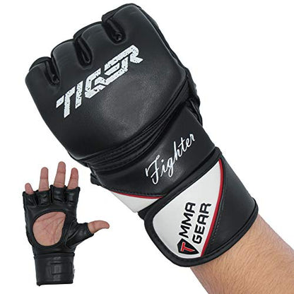 TMA MMA Gloves, Grappling Muay Thai Punching Training Martial Arts Sparring, Fighting Gloves, Kickboxing Gloves, MMA Training - color: Black, size: Large-X-Large