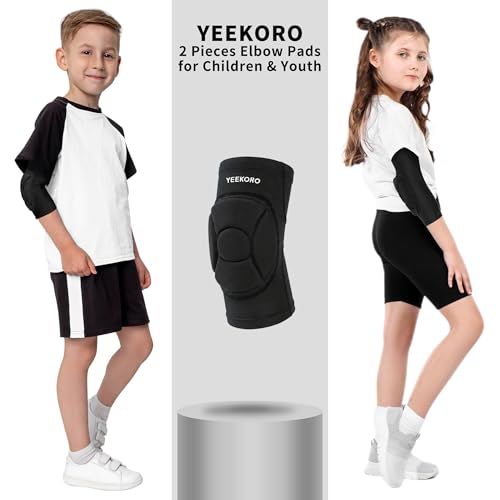 Kids/Youth Knee Pads Elbow Pads, Sports Compression Support Sleeve | Knee Elbow Protective Gear, Sports Knee Elbow Protector with Thickened Pads for Basketball Wrestling Football Volleyball - size: YL (arm circumference: 8.27-9.06‘’)