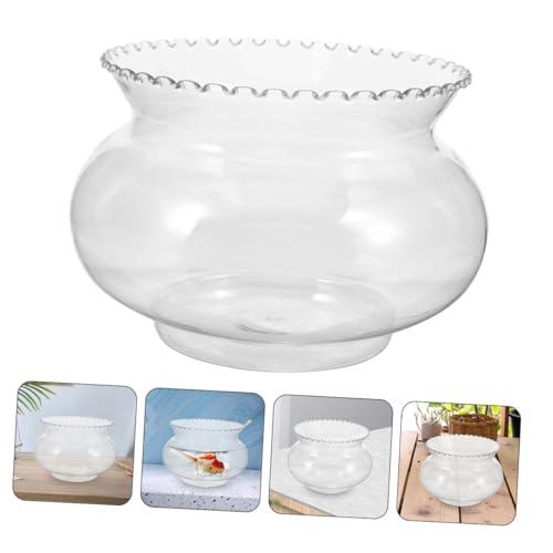 Hemobllo Small Round Transparent Fish Bowl Aquarium for Betta Fish Hydroponic Planter Compact Desktop Holder Versatile Landscape Ornament for Parties and Centerpieces