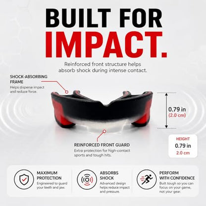 Mouth Guard for Sports, Youth&Adult Mouthguard for Football, Lacrosse, Hockey, Boxing, MMA, Mouth Piece, Protective Gear (Black Red) - color: Black Red