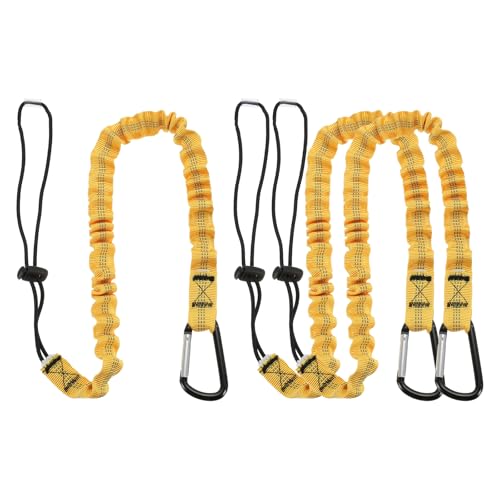 MECCANIXITY Retractable Tool Lanyard 3ft with Single Aluminum Buckle and Adjustable Loop End, Maximum Weight Limit 10KG / 22lb, Safety Fall Protection Tools Leash, Yellow 3 Pack - color: Yellow, size: 3ft