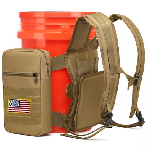 Utility Bucket Backpack 6 Gallon Bucket Backpack Strap for Fishing, Hunting, Apple Picking (only Backpack) - color: Brown