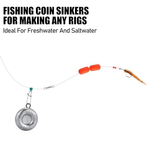 Dr.Fish Fishing Coin Sinkers Lead Fishing Weights Disc Weights No Roll Freshwater Saltwater River Bank Surf Fishing Catfishing - size: 1oz/5 Pack