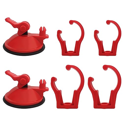 1set Aquarium Suction Cup Clip Fish Tank LED Light Angles Adjustable Buckle with Suction Cups Aquarium Accessories Tube Holder for Lid - color: Red