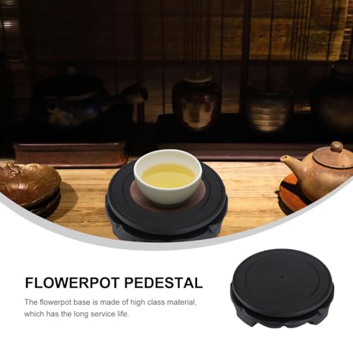 Cabilock Chinese Wooden Display Stand - Round Wood Vase Pedestal, Rotatable Footed Teapot Base, Oriental Aquarium Fish Bowl Base for Table Decor - size: 16x16cm