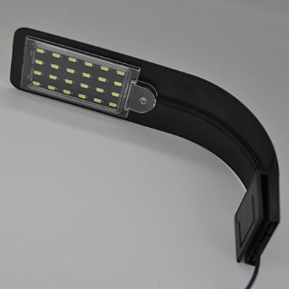 24 LED Aquarium Planted Light 10W Full Spectrum Plant Grow Clip Lamp Fish Tank Lighting White and Blue LED (Black)
