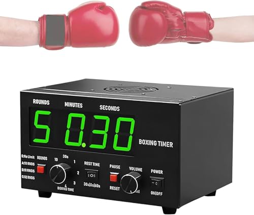 Professional Gym Interval Timer,Classic Boxing Round Timer,with Adjustable Buzzer Alarm,with LED Display,Selectable Training Time & Cycle Repetitions Green - color: Green