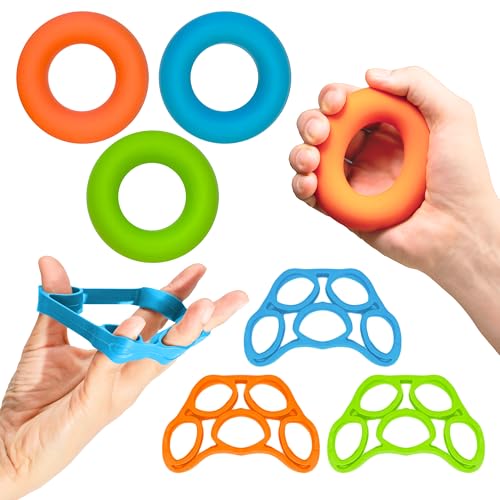 RMS Hand Grip Strengthener, Finger Exerciser, 6 Piece Kit | For Finger, Wrist, Carpal Tunnel, Arthritis Pain Relief, Stress Relief - Occupational Therapy Aid for Disabled