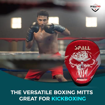 Spall Pro Focus Pad Born to Fight Kickboxing Training Punch MMA Boxing Mitts - color: red