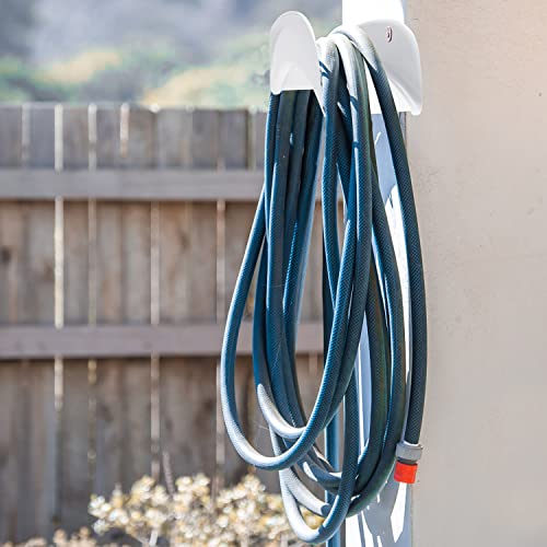 Gardzen 2-Pack Heavy Duty Hose Hanger Wall Mount, Metal Hose Holder, Hook, Rack, Support for Outside, White - size: 2 Pack