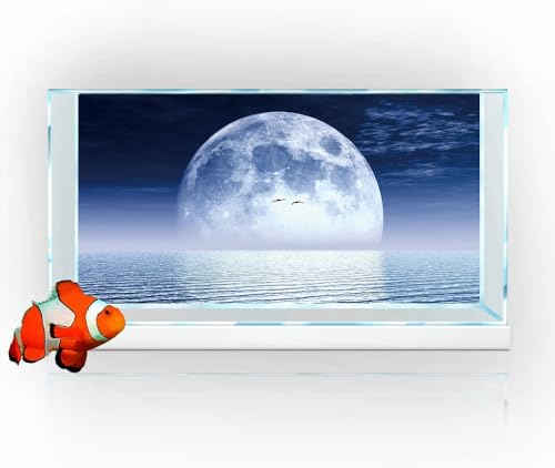 Moon Aquarium Background,Cool Sea Galaxy Parallel Space Themed Fish Tank Background, Cool Terrarium Background 36X18IN with 8 EVA Double-Sided Tape - color: Star05, size: 36X18in/90X45cm