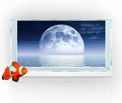 Moon Aquarium Background,Cool Sea Galaxy Parallel Space Themed Fish Tank Background, Cool Terrarium Background 36X18IN with 8 EVA Double-Sided Tape - color: Star05, size: 36X18in/90X45cm