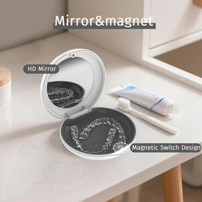 2 Pack Retainer Case with Mirror, Aligner Case Kit for Invisalign - color: 2 Pack - WhiteMirror