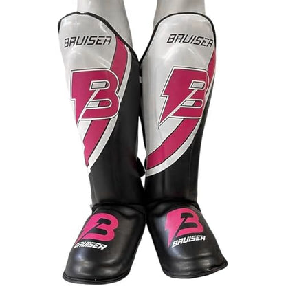Shin Guards with Instep for MMA, Muay Thai, and Kickboxing, PU Leather, Leg and Instep Protection - size: Large
