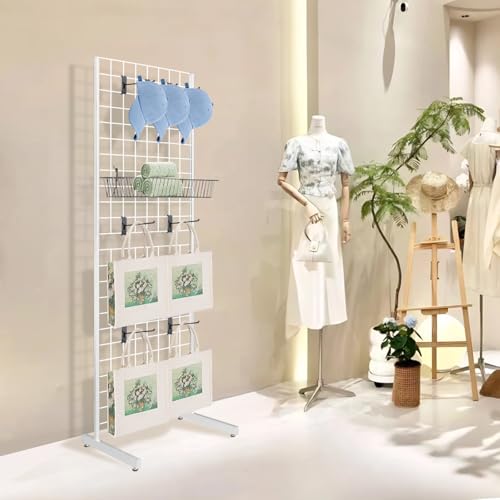 6' x 2' Grid Panel Tower with L Base and Footbeds, White Finish