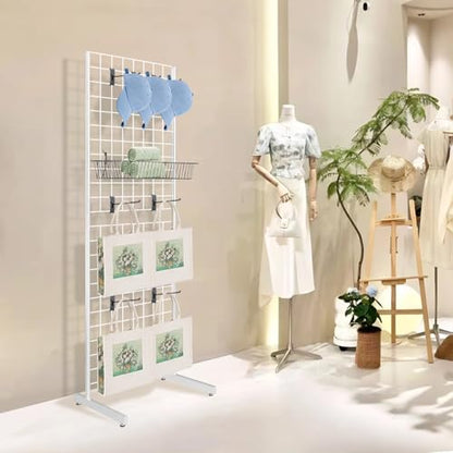 6' x 2' Grid Panel Tower with L Base and Footbeds, White Finish