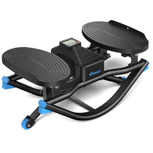Merach Rocking Steppers for Exercise at Home, 3D Motion Stair Stepper | Balance Board with Resistance Bands for Full Body Workout& Low-Impact Cardio, 330 LBS Loading Capacity Exercise Equipment - color: Black, size: basic