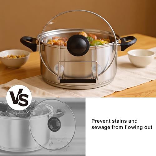 Wome Crock Pot Lid Holder For Oval Crock Pot: Universal Fit For Round Lids Too Silicone Drip Tray Catches Water Suction Cups For Added Stability Keeps Countertop Clean And Organized (2, black)
