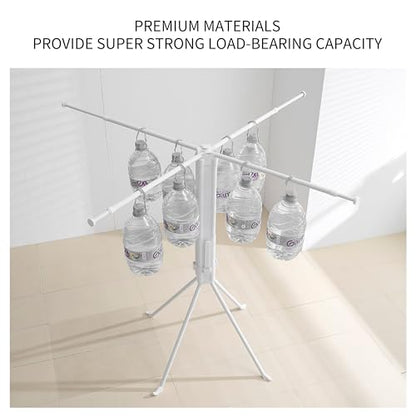 RFOUO Foldable Clothes Drying Rack with Aluminum 4 Rods 16 Clips - color: Aluminium