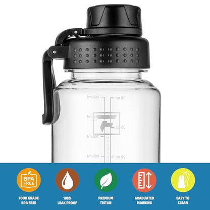 Fanhaw 32 oz Clear BPA-Free Tritan Water Bottle with Fast-Flow Spout Lid, BPA-Free & Leak-Proof Wide-Mouth Reusable Bottle for Gym, School & Office, Back to School Essentials (Clear&Black) - color: Clear&Black, style: 1 Pack