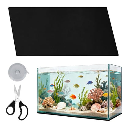 30 x 15 x 0.2 Inches Aquarium Leveling Mat Set, Liveek Waterproof Fish Tank Pad with Scissors & Measuring Tape, Black Easy to Cut Neoprene Mat for Under Tank