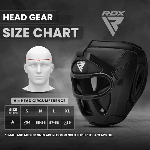 RDX Boxing Headgear MMA Muay Thai, Removable Face Grill, Head Gear for Sparring Grappling Martial Arts Kickboxing Taekwondo Karate BJJ Training - color: Black, size: Medium