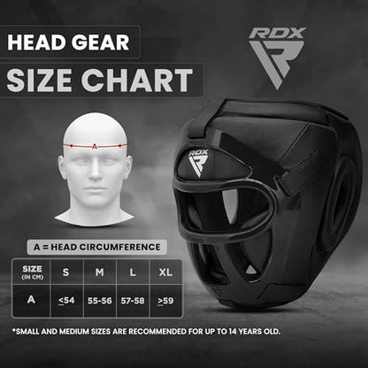 RDX Boxing Headgear MMA Muay Thai, Removable Face Grill, Head Gear for Sparring Grappling Martial Arts Kickboxing Taekwondo Karate BJJ Training - color: Black, size: Medium